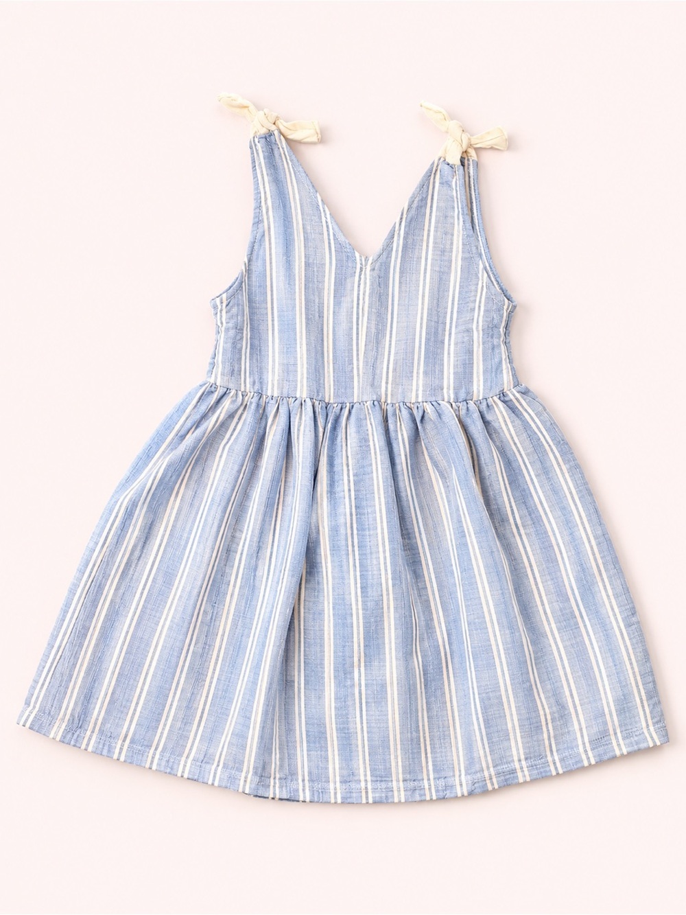 Zara Kids Blue Stripe Dress Size 4-5T Tie Strap Sleeveless Summer Dress - Picture 3 of 4